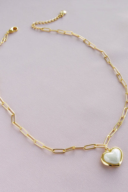 Poporcelain | Pearly White Heart Pendant Necklace