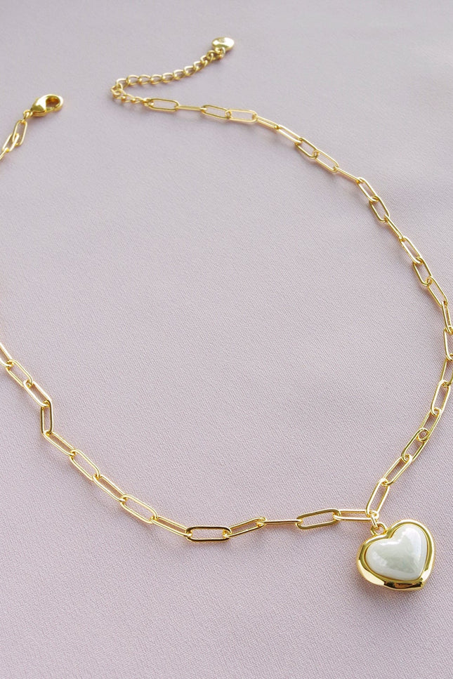 Poporcelain | Naszyjnik z zawieszką serce Pearly