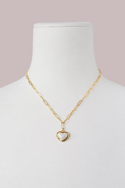 Poporcelain | Pearly White Heart Pendant Necklace