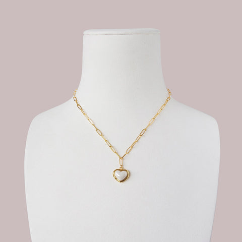 Poporcelain | Pearly White Heart Pendant Necklace