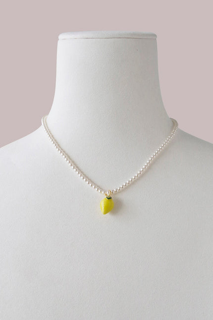 Poporcelain | Lemon Swarovski Pearl Pendant Necklace