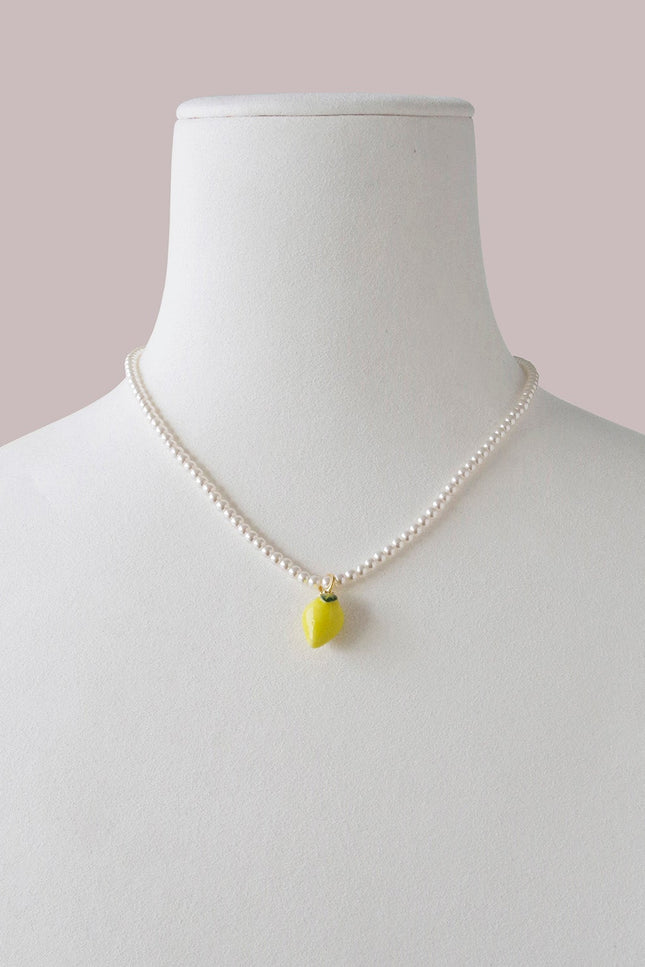 Poporcelain | Lemon Swarovski Pearl Pendant Necklace