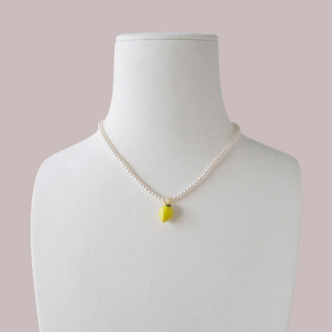 Poporcelain | Lemon Swarovski Pearl Pendant Necklace