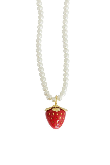 Poporcelain | White Strawberry Swarovski Pearl Pendant Necklace