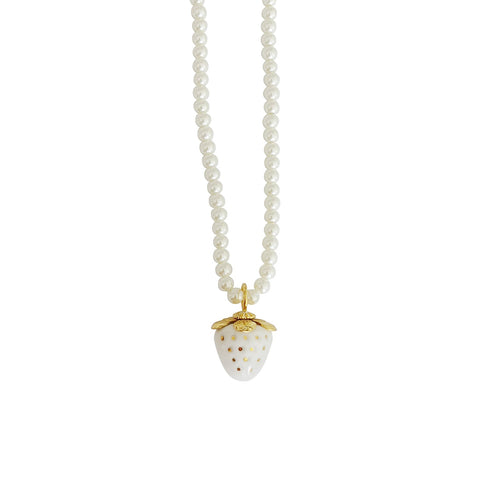 Poporcelain | Naszyjnik perłowy Swarovskiego z truskawką