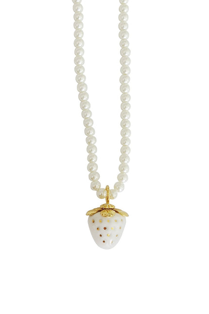 Poporcelain | White Strawberry Swarovski Pearl Pendant Necklace