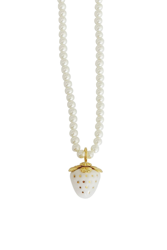 Poporcelain | Red Strawberry Swarovski Pearl Pendant Necklace