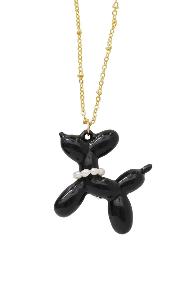 Poporcelain | Black Porcelain Balloon Doggie Necklace