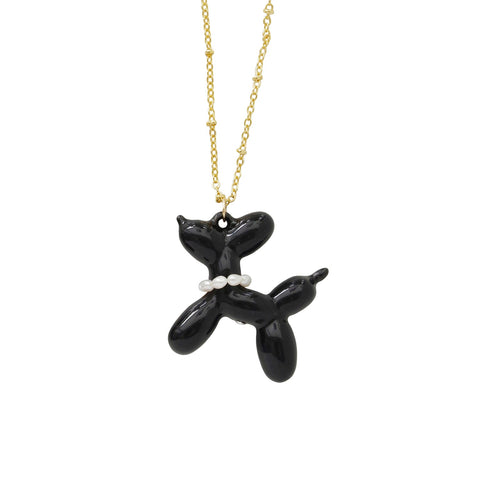 Poporcelain | Black Porcelain Balloon Doggie Necklace