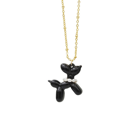 Poporcelain | Black Porcelain Balloon Doggie Necklace