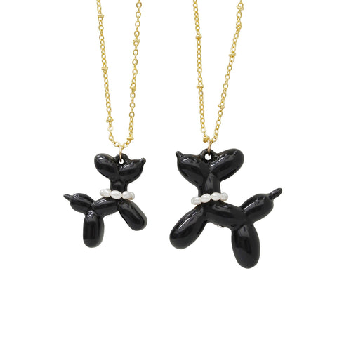 Poporcelain | Black Porcelain Balloon Doggie Necklace