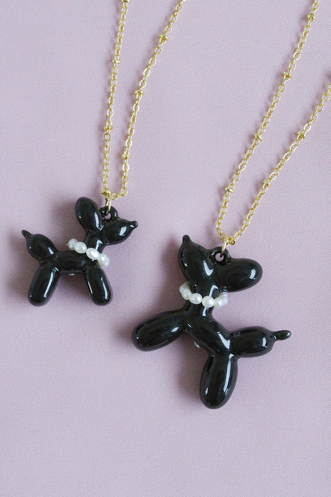 Poporcelain | Black Porcelain Balloon Doggie Necklace