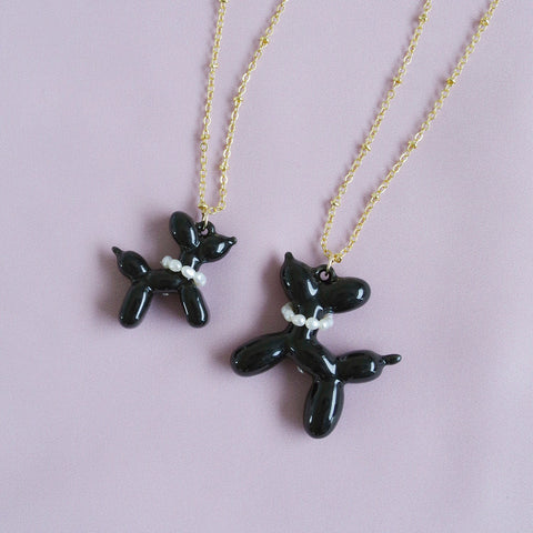 Poporcelain | Black Porcelain Balloon Doggie Necklace