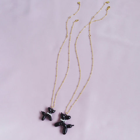 Poporcelain | Black Porcelain Balloon Doggie Necklace