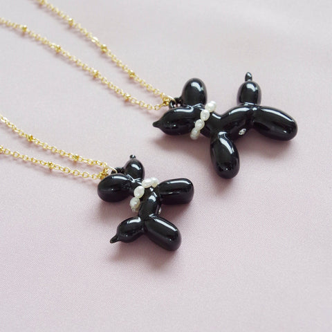 Poporcelain | Black Porcelain Balloon Doggie Necklace