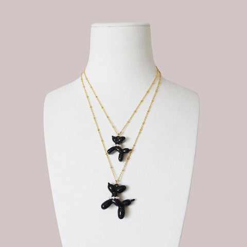 Poporcelain | Black Porcelain Balloon Doggie Necklace