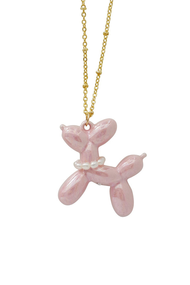 Poporcelain | Pink Porcelain Balloon Doggie Necklace