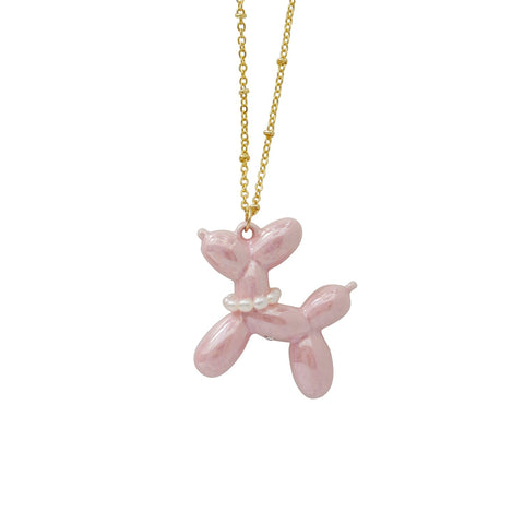 Poporcelain | Pink Porcelain Balloon Doggie Necklace