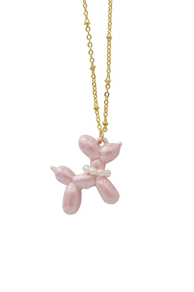 Poporcelain | Pink Porcelain Balloon Doggie Necklace