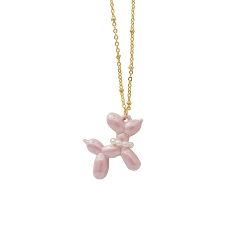 Poporcelain | Pink Porcelain Balloon Doggie Necklace