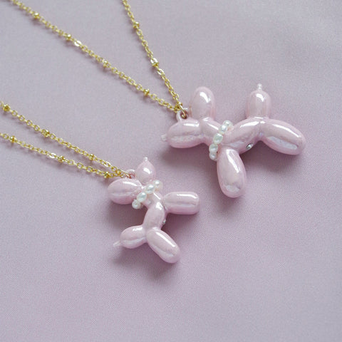 Poporcelain | Pink Porcelain Balloon Doggie Necklace