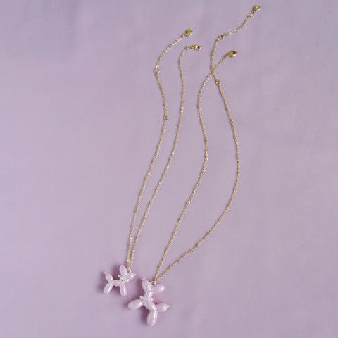 Poporcelain | Pink Porcelain Balloon Doggie Necklace