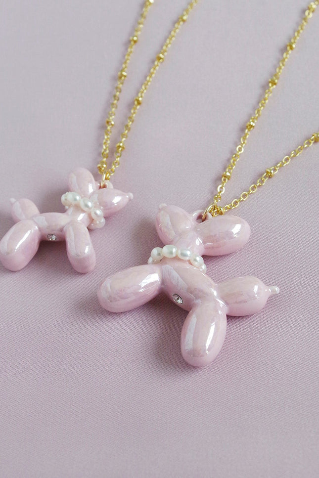 Poporcelain | Pink Porcelain Balloon Doggie Necklace