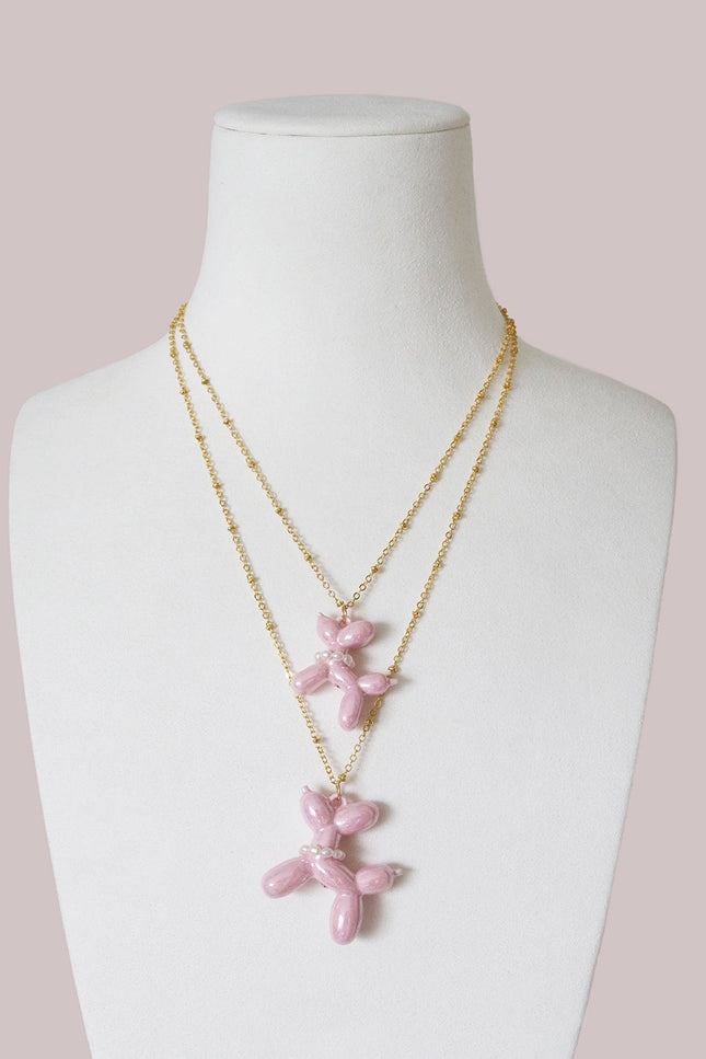 Poporcelain | Pink Porcelain Balloon Doggie Necklace