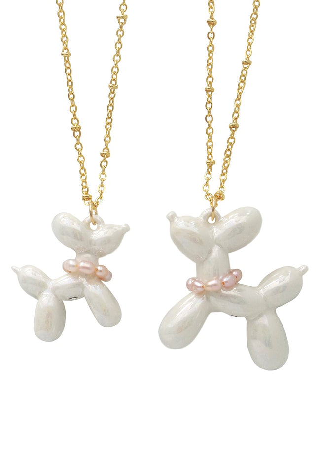 Poporcelain | Pearly White Porcelain Balloon Doggie Necklace