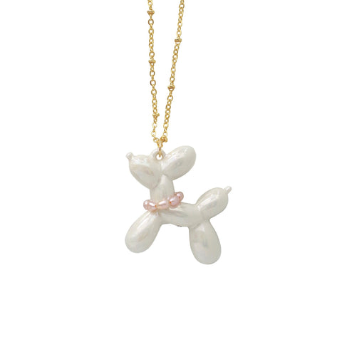 Poporcelain | Pearly White Porcelain Balloon Doggie Necklace