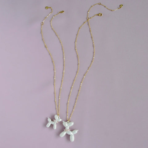 Poporcelain | Pearly White Porcelain Balloon Doggie Necklace