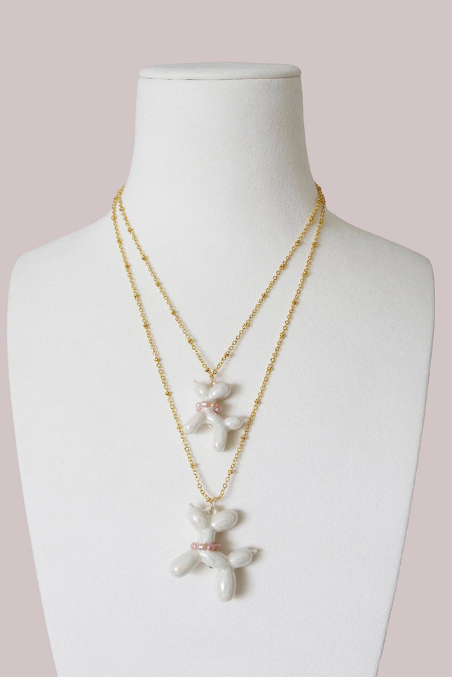Poporcelain | Pearly White Porcelain Balloon Doggie Necklace