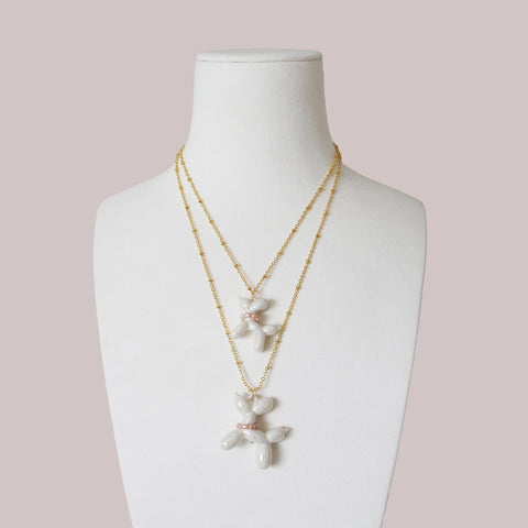 Poporcelain | Pearly White Porcelain Balloon Doggie Necklace