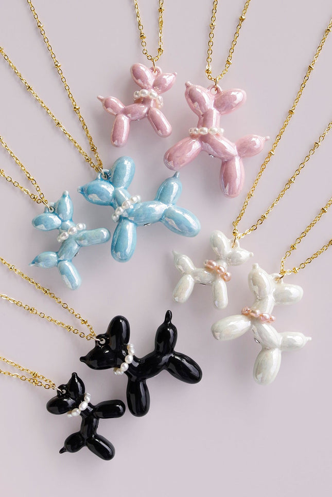 Poporcelain | Pearly White Porcelain Balloon Doggie Necklace