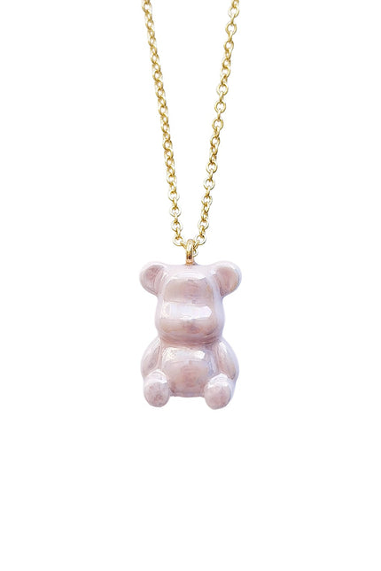 Poporcelain | Classy White And Gold Porcelain Teddy Bear Necklace