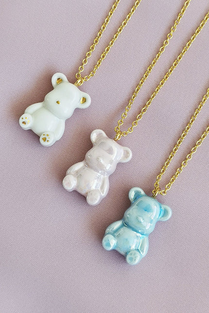 Poporcelain | Sweet Pink Porcelain Teddy Bear Necklace