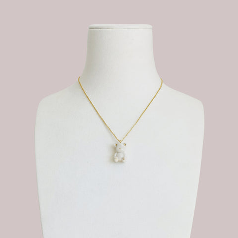 Poporcelain | Classy White And Gold Porcelain Teddy Bear Necklace