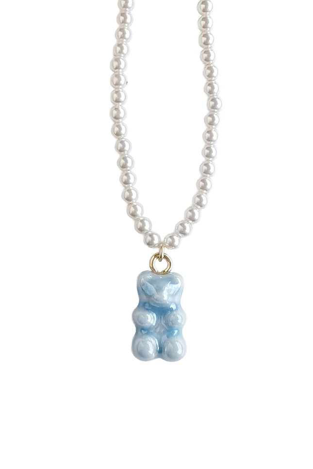Poporcelain | Baby Blue Porcelain Gummy Bear Pearl Necklace