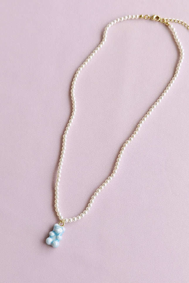 Poporcelain | Baby Blue Porcelain Gummy Bear Pearl Necklace
