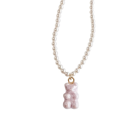 Poporcelain | Baby Blue Porcelain Gummy Bear Pearl Necklace