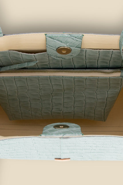 bolso de piel grabada cocodrilo Nara foto producto interior 2