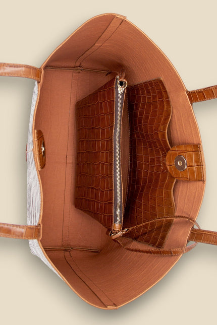 bolso de piel grabada cocodrilo Nara foto producto interior