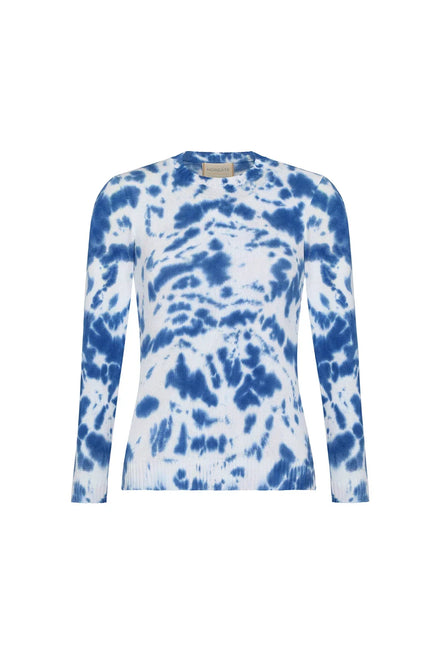 Natural Sweater - Blue Cream with Blue Tie-Dye NORGÄTE alpaca knitwear sustainably made in Peru