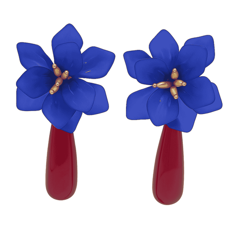 Michael Nash Jewelry | FLORA NAVY & TORTOISE RESIN DROP CLIP EARRINGS