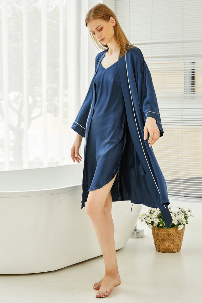 Soft Strokes Silk | River Nymph Navy Slip Mini Dress