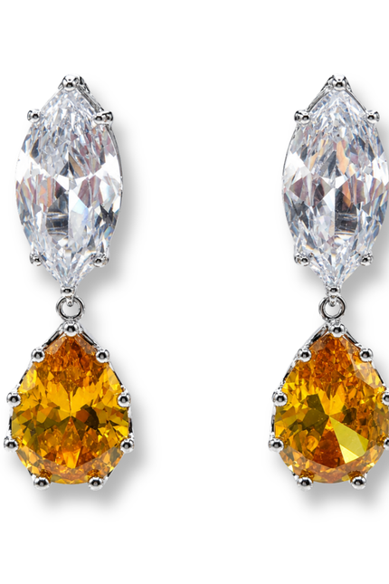 Michael Nash Jewelry | Nicole Marquise And Canary Pear Shape Diamond Cubic Zirconium Clip On Earrings