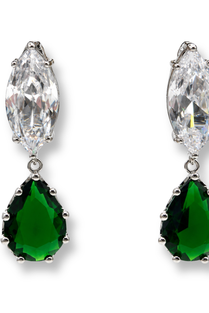 Michael Nash Jewelry | Nicole Marquise And Emerald Pear Shape Diamond Cubic Zirconium Clip On Earrings