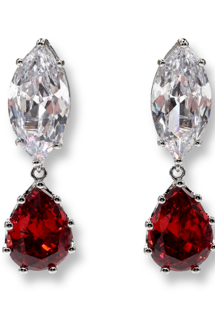 Michael Nash Jewelry | Nicole Marquise And Ruby Pear Shape Diamond Cubic Zirconium Clip On Earrings