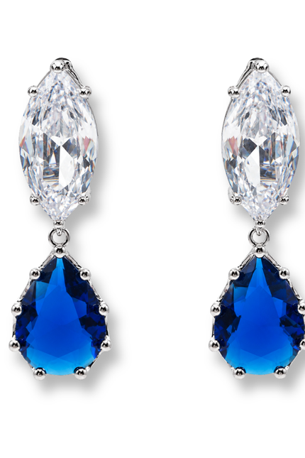 Nicole Marquise And Sapphire Pear Shape Diamond Cubic Zirconium Clip On Earrings