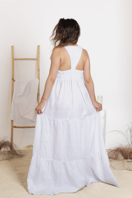 Back view of maxi linen dress
